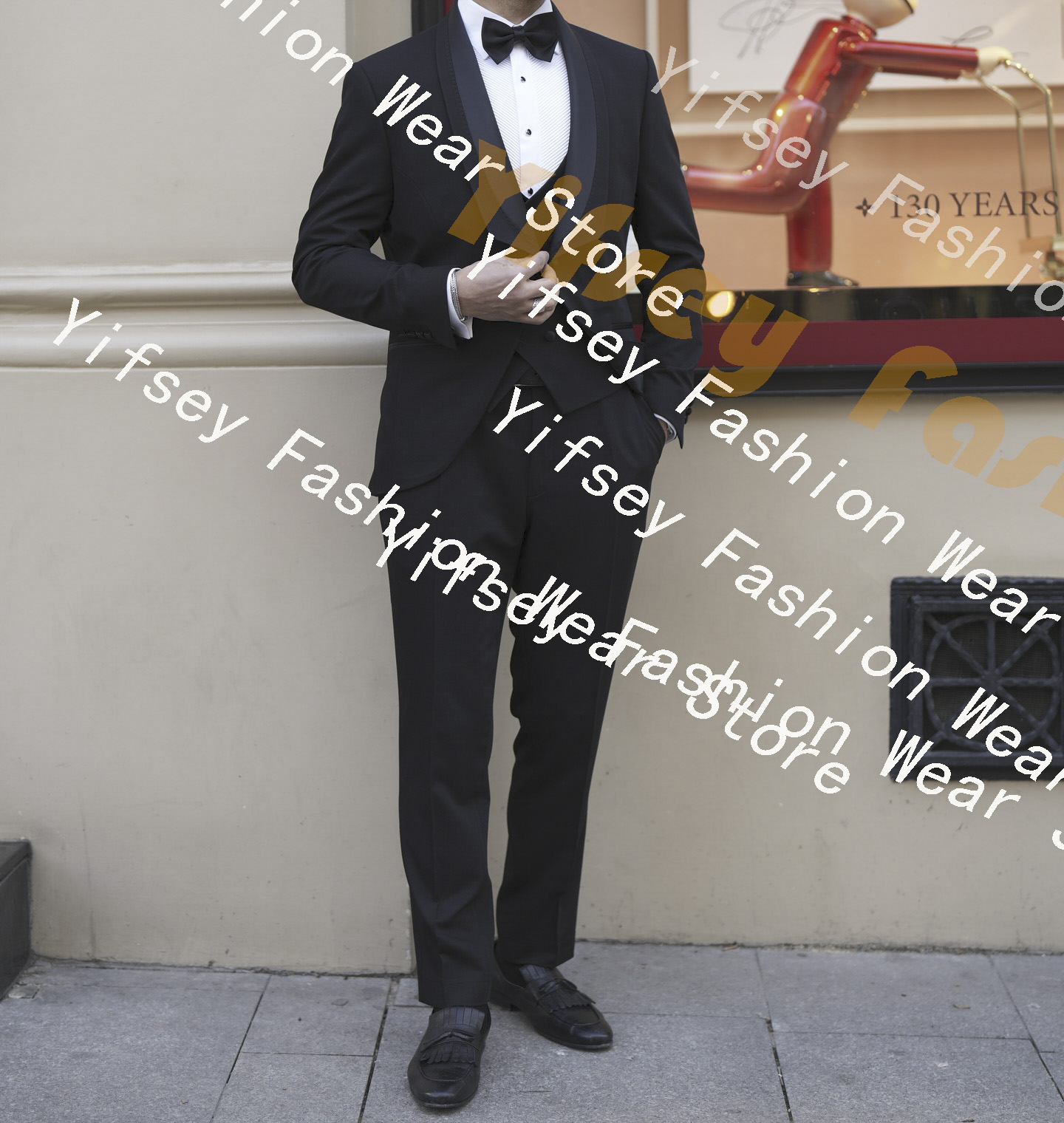 Men Grooming Outfit - Double Shawl Collar Full Men Suit