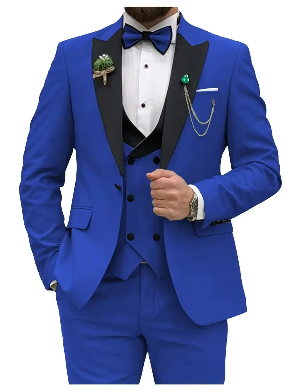 Men Grooming Outfit - Royal blue Men Suits Slim Fit