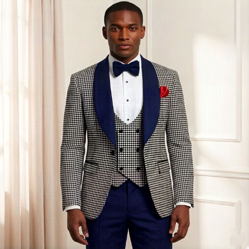 Men'S Grooming Awards - Check Suits for Men Houndstooth Plaid