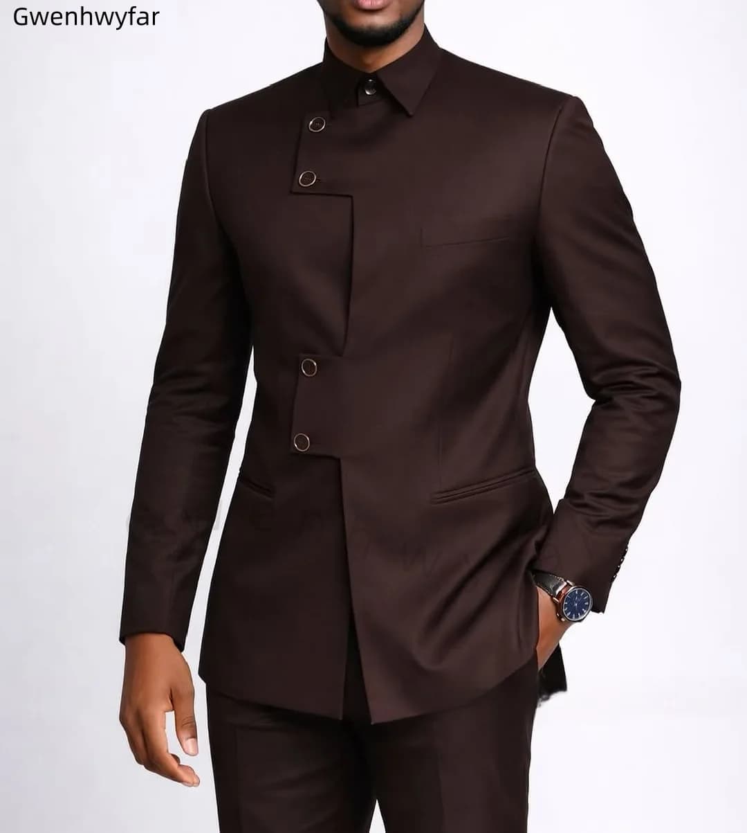 Gwenhwyar Men Ivory Jacquard 2 - Men Grooming Outfit 评论和价格