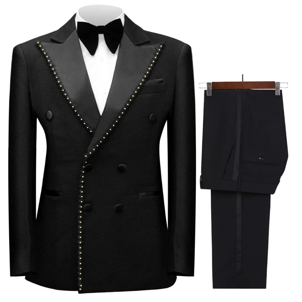 Double Breasted Beaded Formal  - Men Grooming Outfit 评论和价格