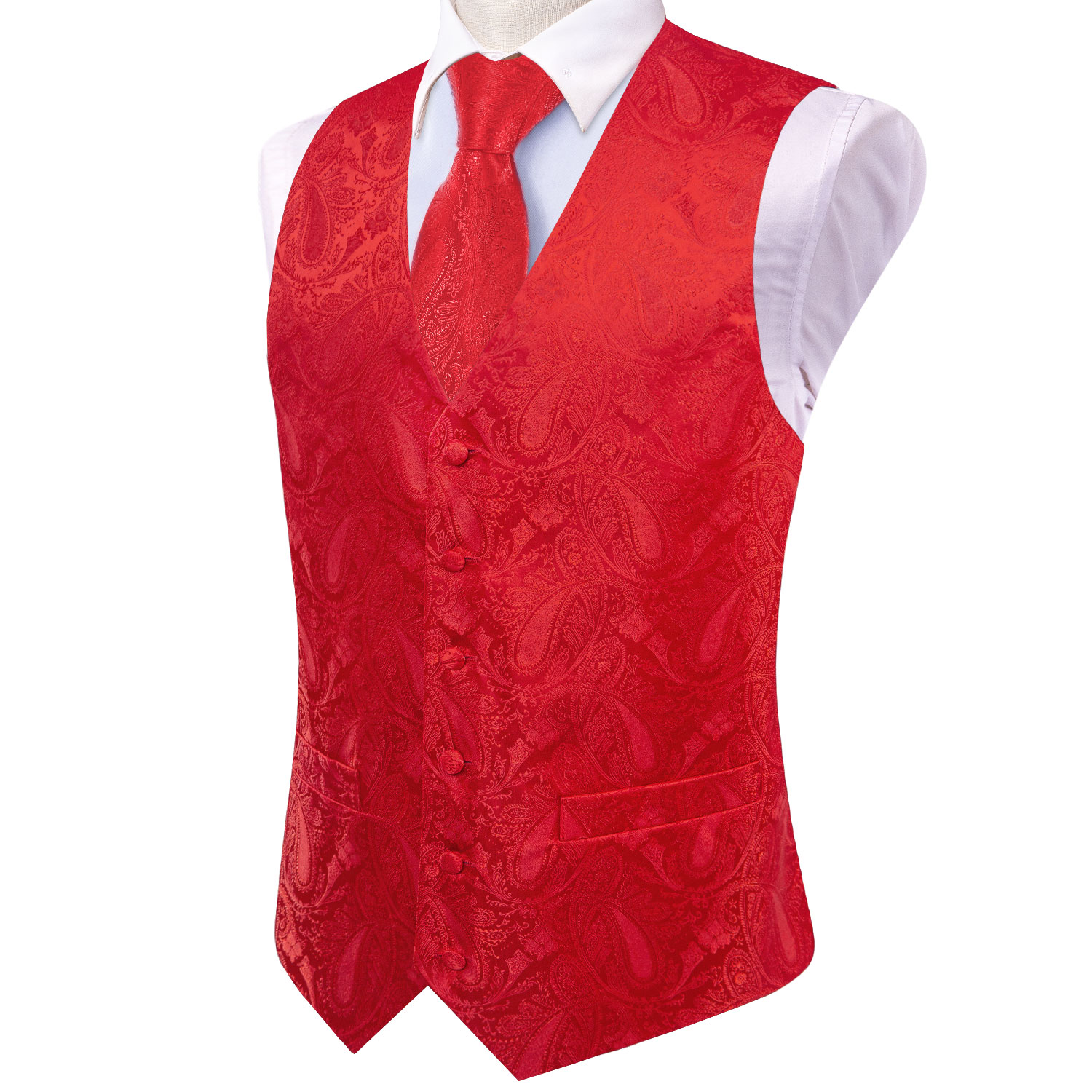 Bright Red Paisley Jacquard Wa - Men'S Grooming Accessories Kit 评论和价格
